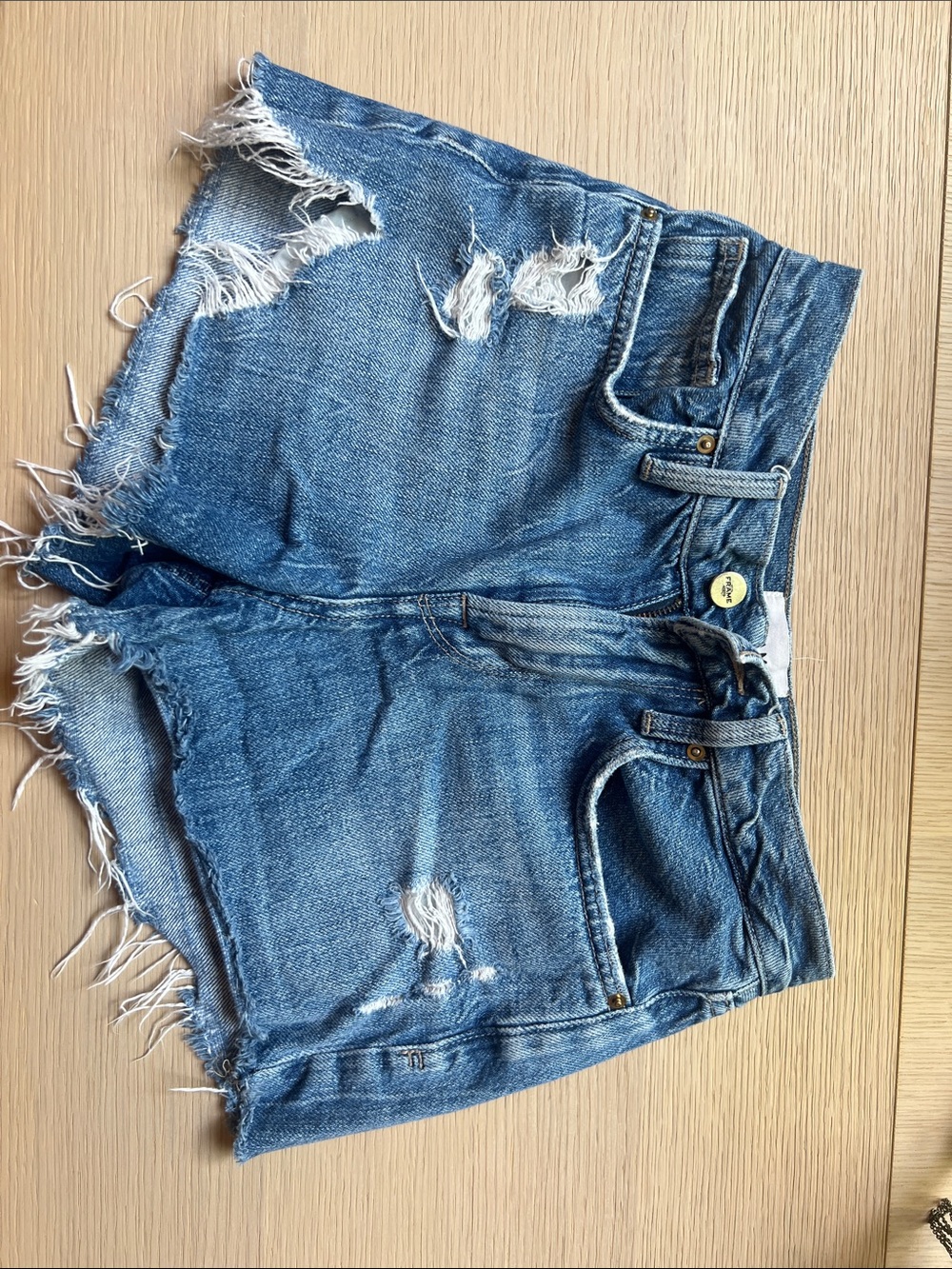 Frame Denim Ripped Blue Jean Cutoff Shorts
